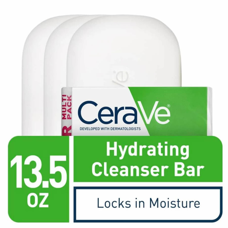 CeraVe Hydrating Cleansing Bar - Fragrance-Free Soap-Free Face & Body Wash with Hyaluronic Acid & Ceramides - 4.5 oz Moisturizing Dry Skin Cleanser