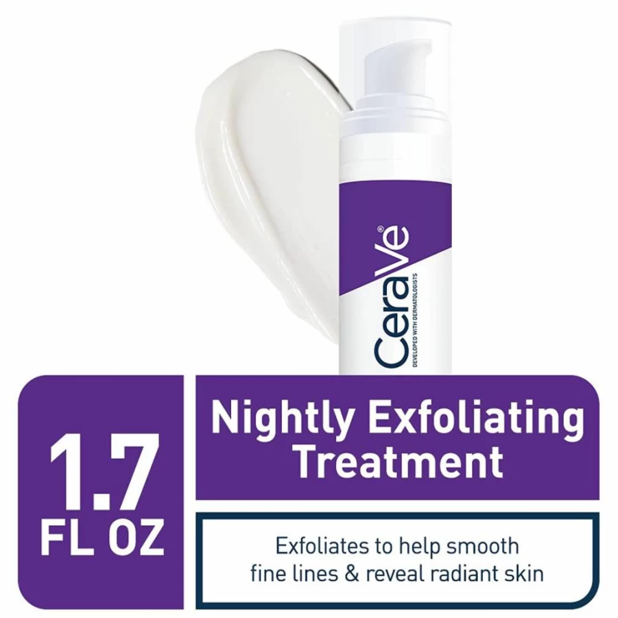 CeraVe Renewing Night Serum with 5% Glycolic & Lactic Acid, Anti-Aging Exfoliating Treatment for Wrinkles & Dark Spots, 1.7 oz Facial Gel
