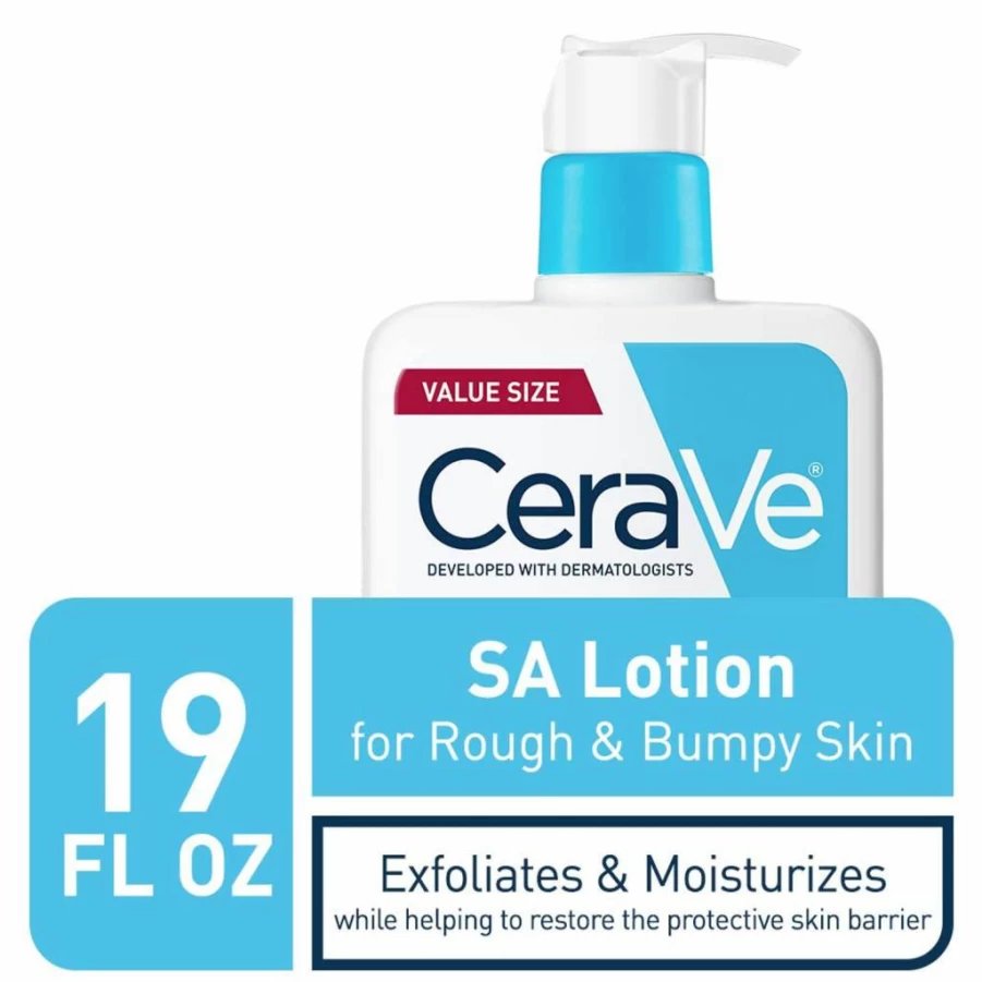 CeraVe SA Lotion for Rough & Bumpy Skin with Salicylic Acid, Hyaluronic Acid & Niacinamide, Exfoliating Moisturizer for Dry Skin, 19 oz