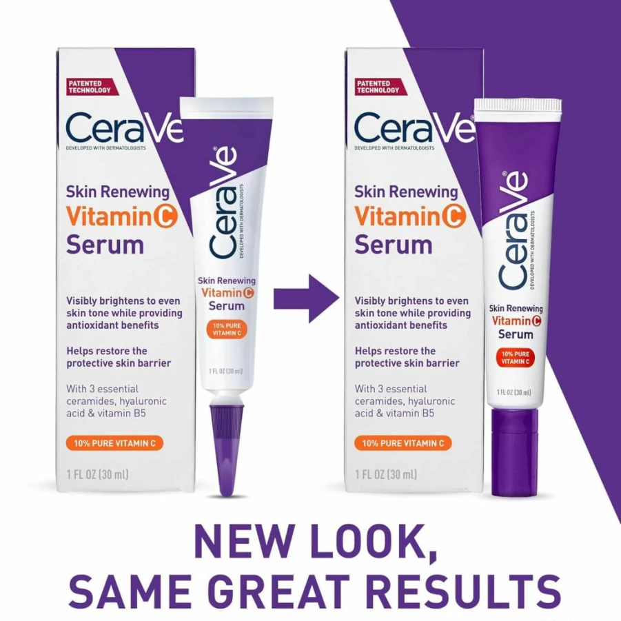 CeraVe Vitamin C Serum & Eye Cream Set for Brightening Skin – Hyaluronic Acid Face Serum & Caffeine Eye Cream for Dark Circles & Puffiness