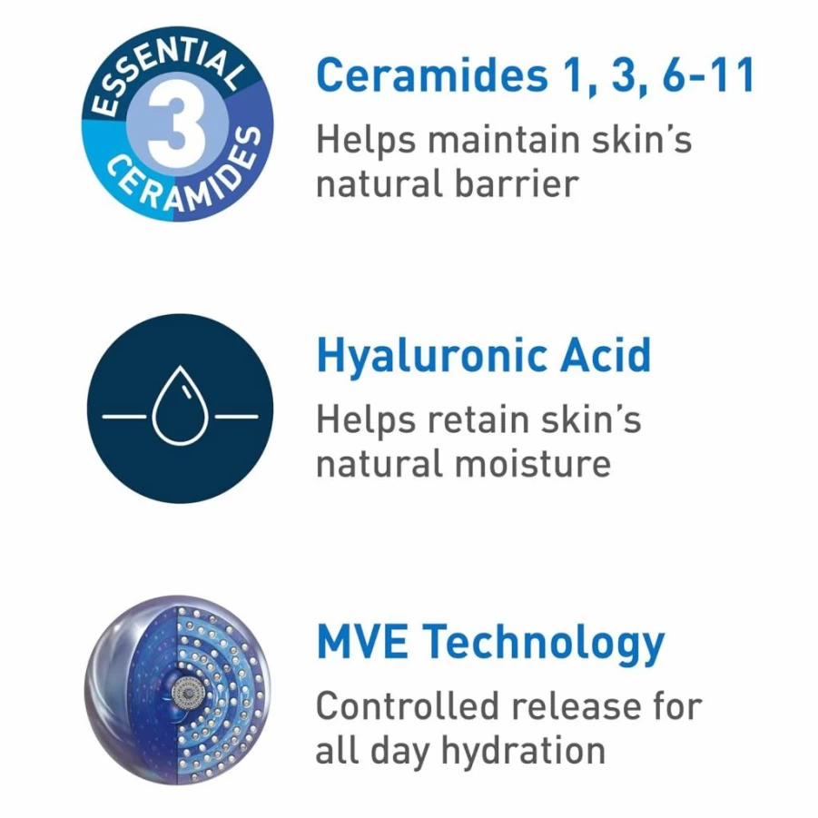 CeraVe PM Facial Moisturizer: Night Cream with Hyaluronic Acid & Niacinamide, Oil-Free, Ultra-Lightweight Face Lotion, 3 oz